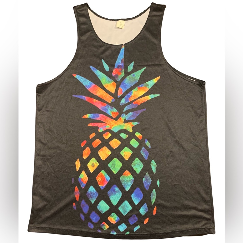 D&F Clothing Black Pineapple Funny Tank Top - Size Men’s Large